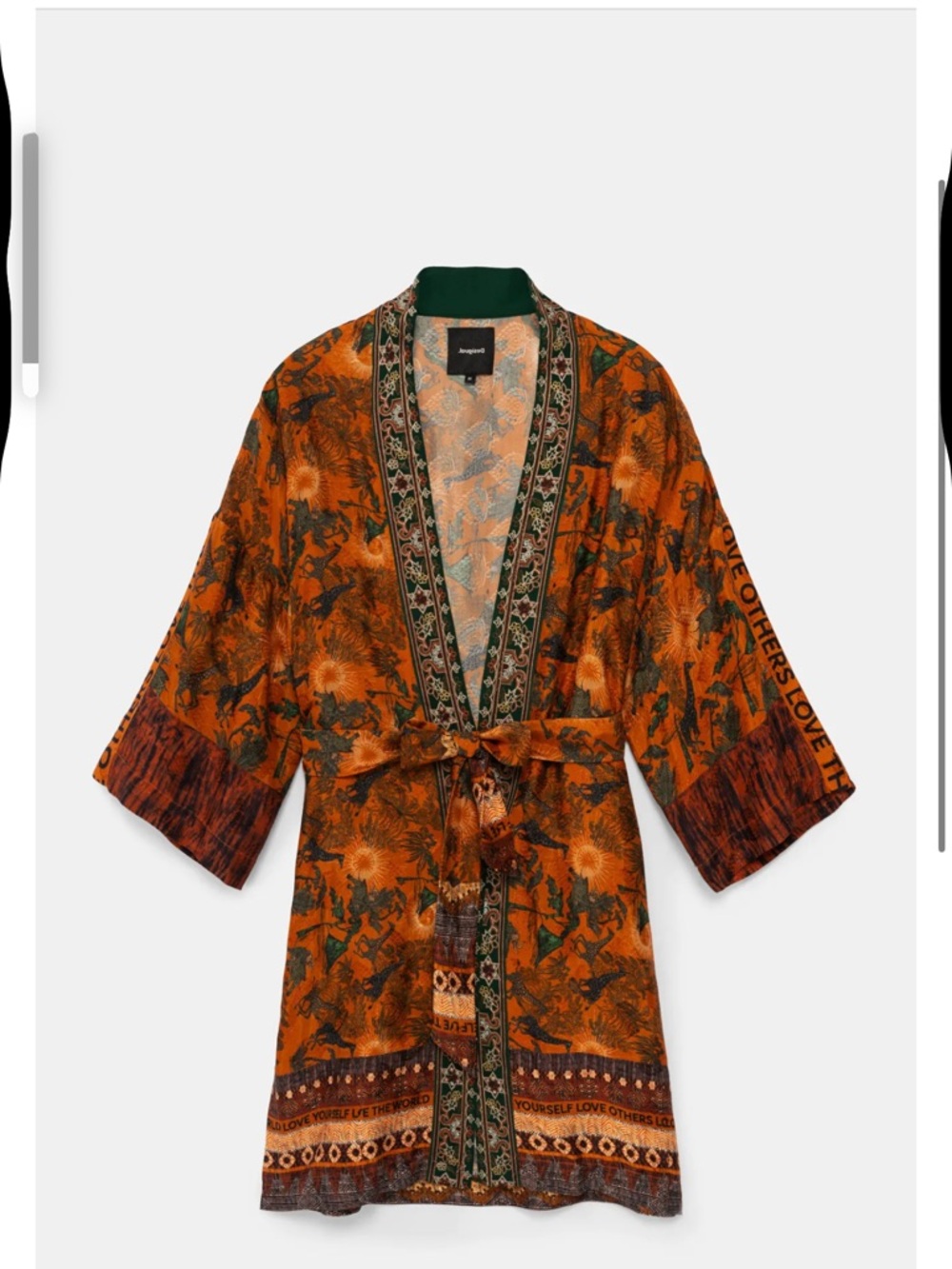 NWOT Desigual. Kimono African Safari Inspired Natural Golden Tone Print